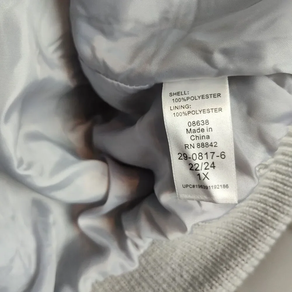 Roaman's Teddy-Bear Jacket Women's 1X 22/24 Gray‎ Full-Zip Pockets Wide Collar